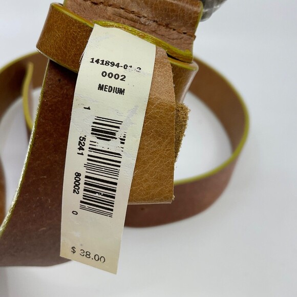 Vintage Y2K Brown Leather Belt with Statement Teal Rhinestone Buckle Gap Medium - Picture 4 of 7